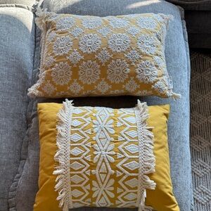 Elegant Yellow and White Accent Pillows